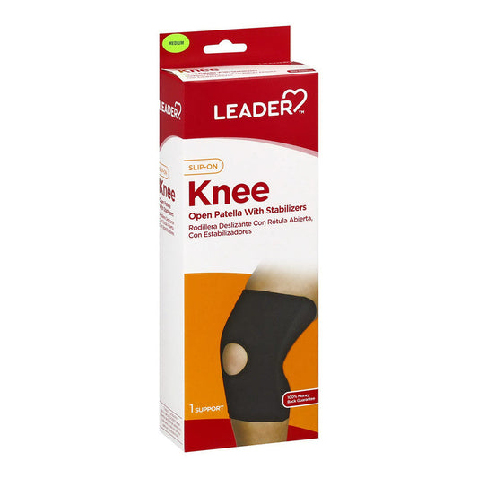 Leader(Tm)Knee Open Patella W/Stabilizers Slip On Black Small/Medium 1Ct Knee Support Pasteur Pharmacy