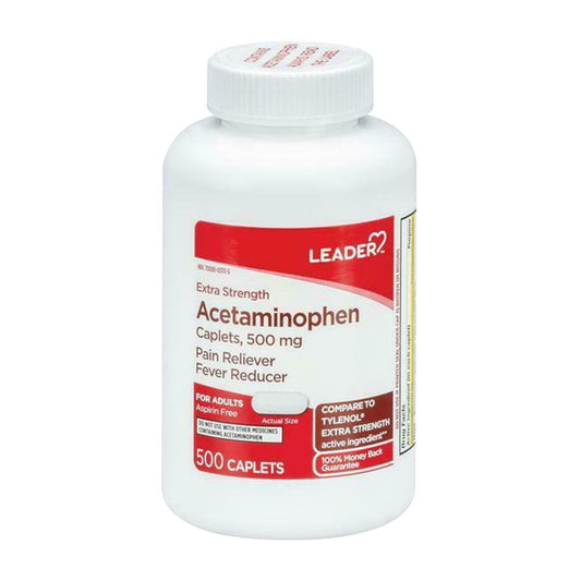 Leader Tm Extra Strength Pain & Fever 500Mg Tablets 500 Ct(Compare to Extra Strength Tylenol) Medicine & Drugs Pasteur Pharmacy