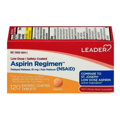 Leader™ Low Dose Aspirin 81 mg - 120 Enteric Coated Tablets - 4 Month Supply Medicine & Drugs Pasteur Pharmacy