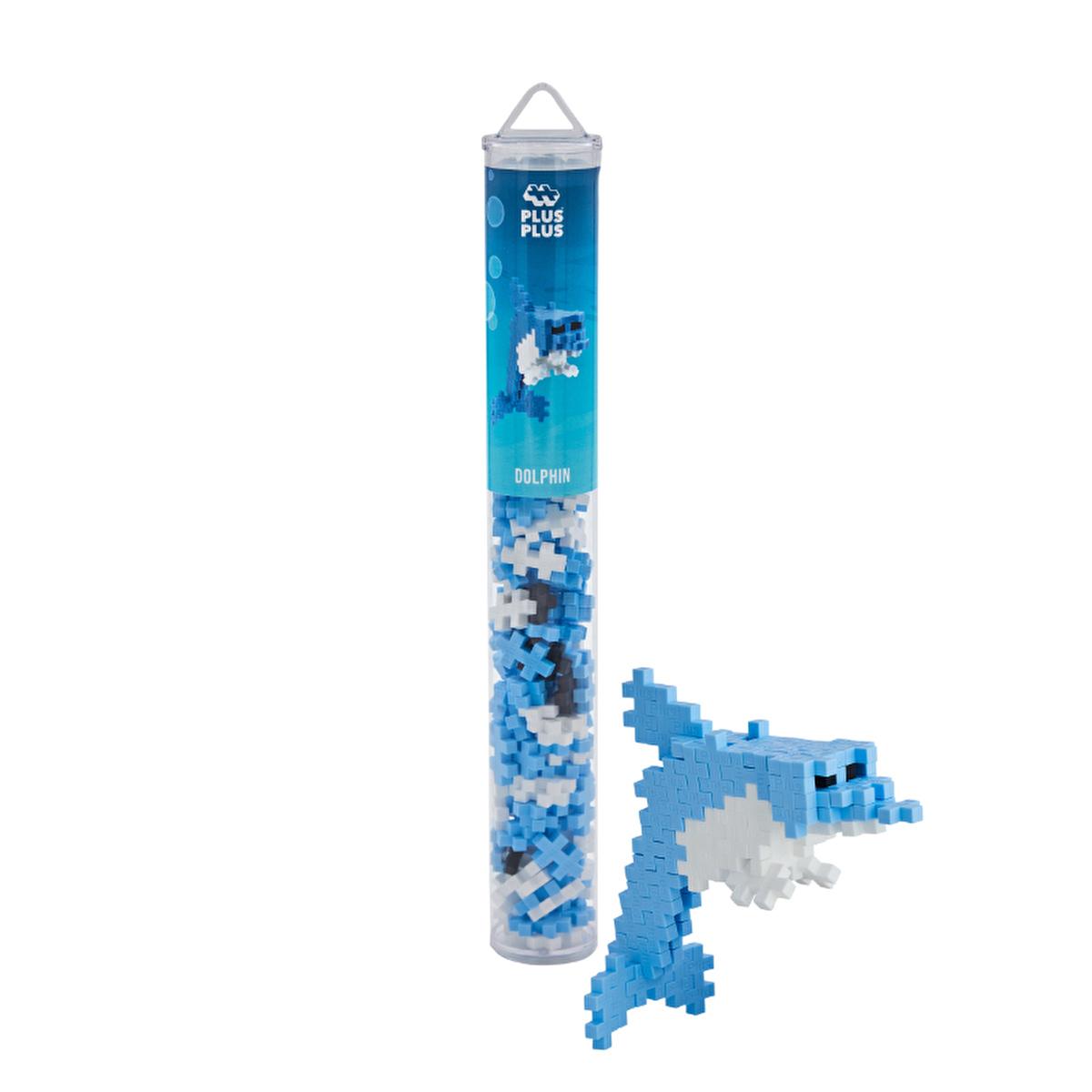 Plus Plus Construction Toy, Dolphin 100 Piece Set - Reusable Building Blocks for Creative Play