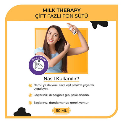 Morfose Milk Therapy : Soin thermo-protecteur et coiffant - Réparation des dommages aux acides aminés et protéines de lait, après-shampoing biphasé, 50 ml