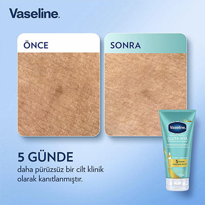 Lait corporel Vaseline Gluta-Hya Smooth : illumine, lisse et hydrate les peaux sèches | Niacinamide, AHA, BHA, PHA, Acide hyaluronique - Formule non grasse
