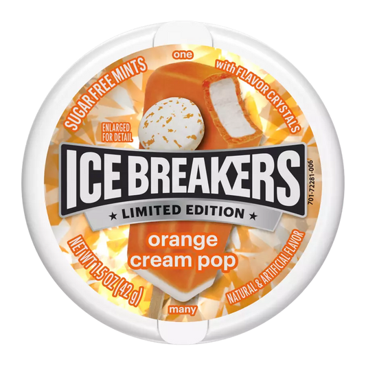 Ice Breakers Orange Cream Pop Limited Edition Sugar Free Mints 1.5 Oz Candy & Chocolate Pasteur Pharmacy