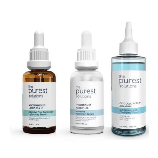 Set de cuidado de la piel The Purest Solutions: suero hidratante y tónico exfoliante para cerrar poros y unificar el tono de la piel