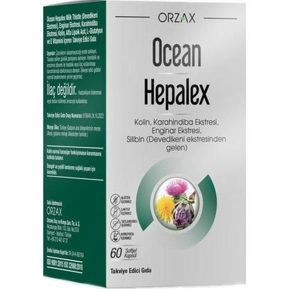 Ocean Hepalex: Soporte hepático avanzado y desintoxicación - Cardo mariano, alcachofa, diente de león, colina, suplemento antioxidante - 60 cápsulas blandas
