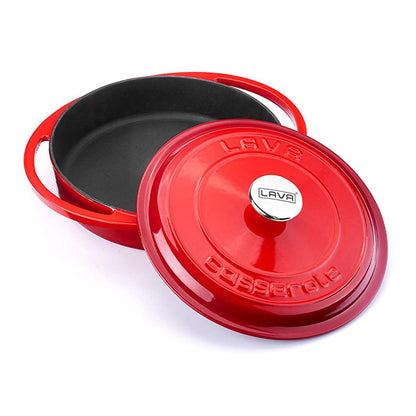 Batterie de cuisine en fonte émaillée Lava - Poêle polyvalente Heritage Series 28 cm, finition émaillée durable, lavable au lave-vaisselle - Idéale pour les cuisiniers amateurs
