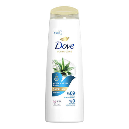 Shampoing antipelliculaire Dove Ultra Care Aloe Vera : Apaisez les cuirs chevelus secs et irrités et éliminez les pellicules grâce à l'huile d'arbre à thé naturelle - Végétalien et sans parabène