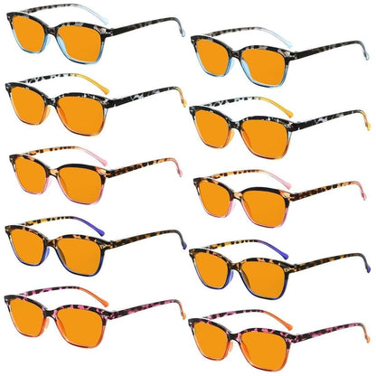 10 Pack Orange Lens Cat Eye Blue Light Blocking Reading Glasses DS9111 Eyeglasses Pasteur Pharmacy 10 Pairs Mix without magnification