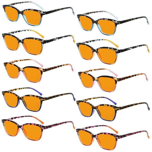 10 Pack Orange Lens Cat Eye Blue Light Blocking Reading Glasses DS9111 Eyeglasses Pasteur Pharmacy 10 Pairs Mix without magnification