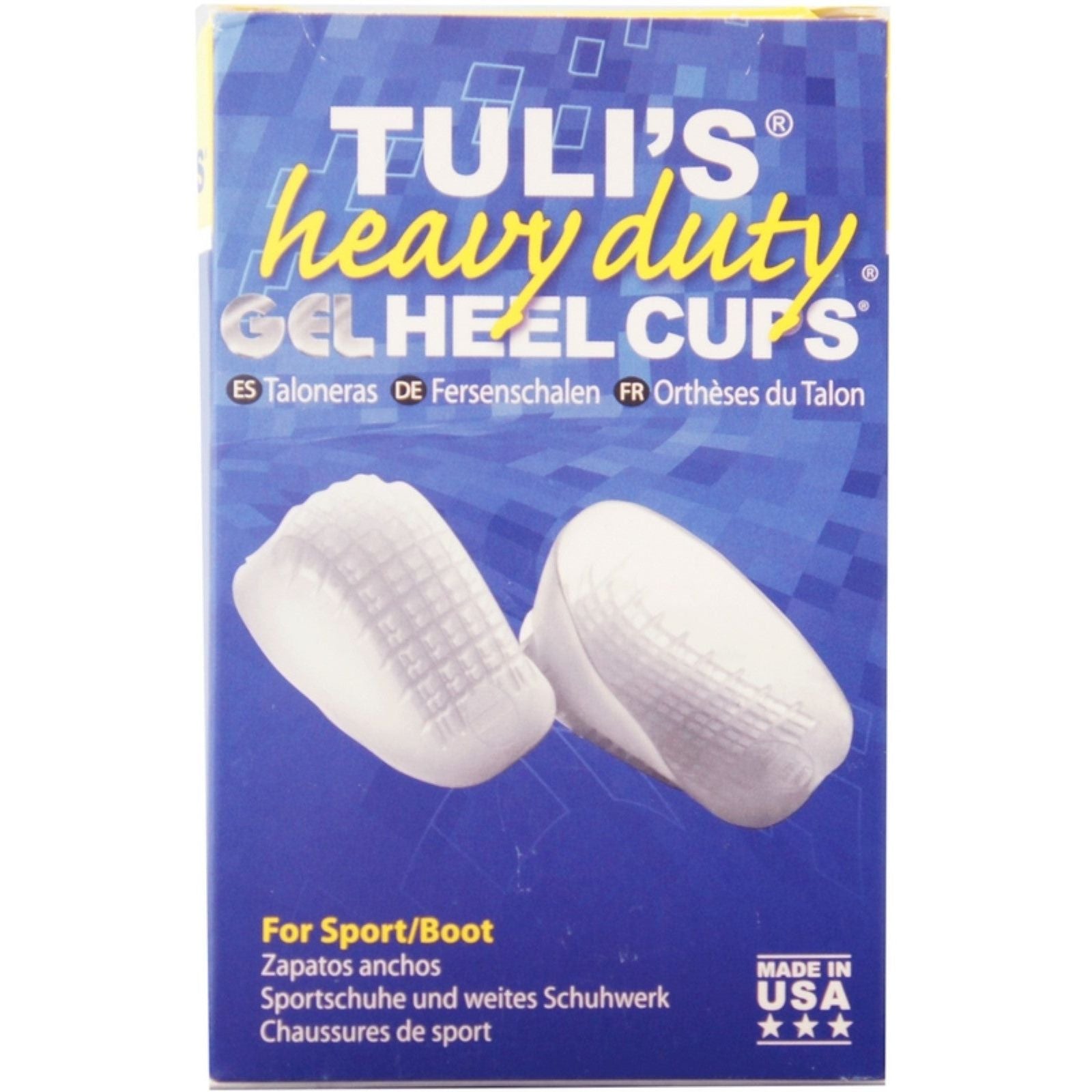 TuliS Gel Heel Cup Heavy Duty, Large Size, Over 175 Lbs, 1 Pair Gel Heel Pads Pasteur Pharmacy