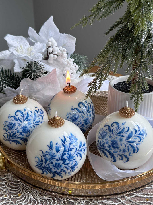 Christmas Candle in Gift Box: Soy and beeswax Christmas Ornament Christmas Decoration Fragrant Nest