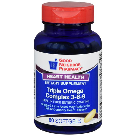 GNP Triple Strength Omega 3-6-9 Complex, Enteric Coated Softgels (60 Count) Vitamins & Supplements Pasteur Pharmacy