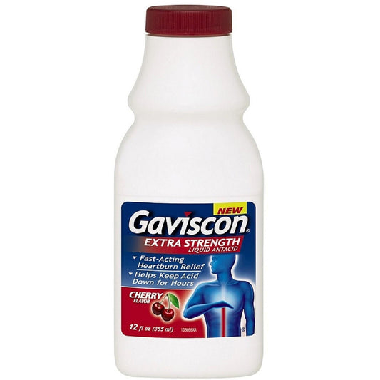 Gaviscon Liquid Extra Strength Cherry Flavor Antacid 12 Fl Oz Medicine & Drugs Pasteur Pharmacy