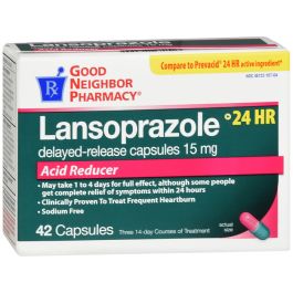 GNP Lansoprazole 15 mg Delayed-Release Capsules (Acid Reducer, 42 Count) Medicine & Drugs Pasteur Pharmacy