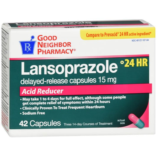 GNP Lansoprazole 15mg DR Capsules – Acid Reducer – 42 Count Medicine & Drugs Pasteur Pharmacy