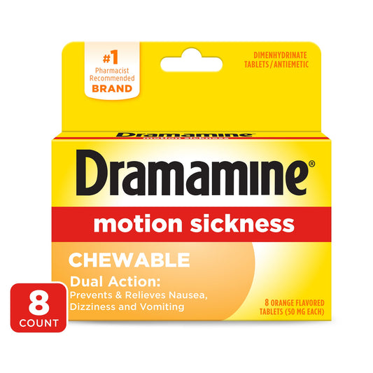 Dramamine Chewable Tablets 50 Mg Orange Flavored Motion Sickness Relief Health & Beauty Pasteur Pharmacy