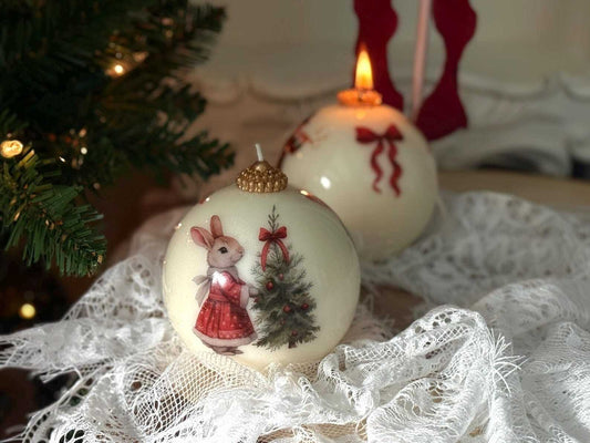 Bunny & Goose Christmas Ornament Candle: Unscented Holiday Decor Christmas Decoration Fragrant Nest