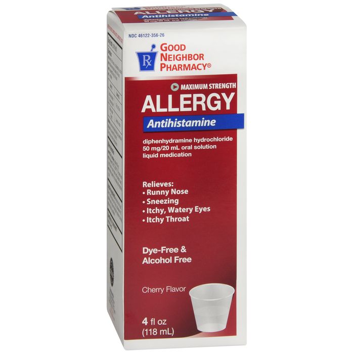 GNP Diphenhydramine Liquid, Dye-Free, 50 mg/Dose, Cherry Flavor, 4 fl oz Medicine & Drugs Pasteur Pharmacy