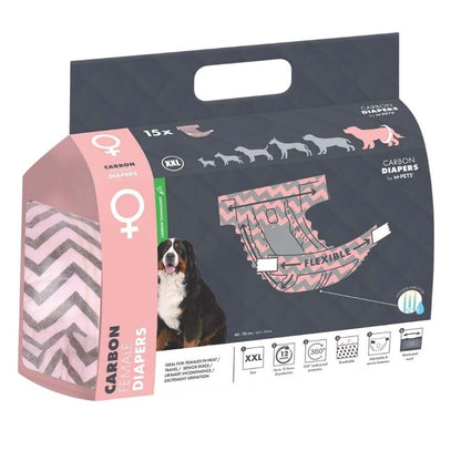 Pañales para perras M-Pets con carbón activo, XXL, 15 unidades