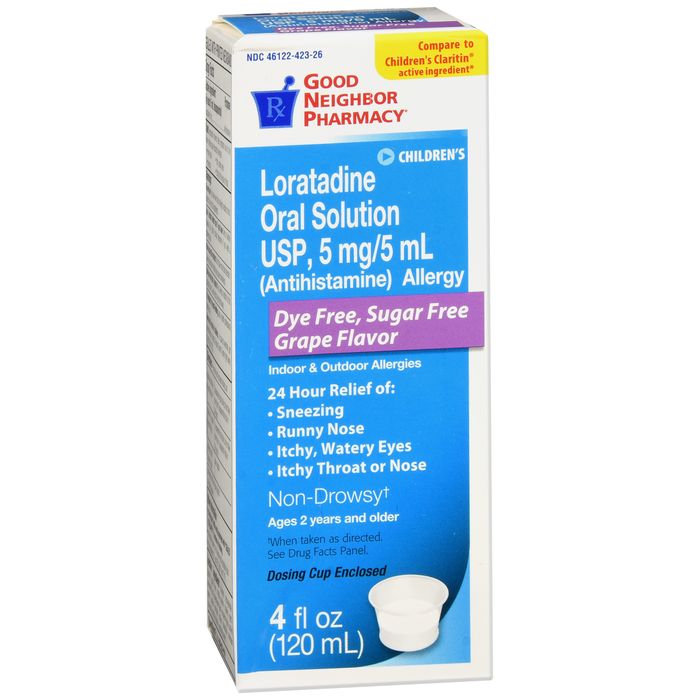 GNP Loratadine 5 mg/5 mL Oral Solution, Sugar-Free, Grape Flavor Medicine & Drugs Pasteur Pharmacy