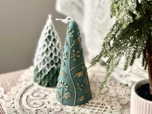 Scandi Christmas Tree Candle: Hand-Poured Soy Wax with Gold | xmas decor Christmas Decoration Fragrant Nest