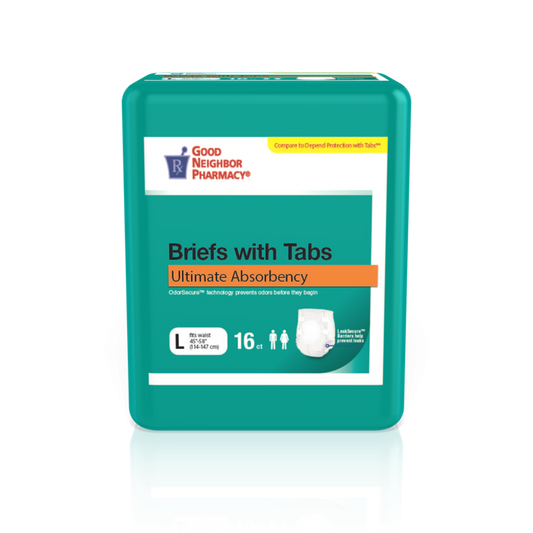 GNP Ultimate Absorbency Adult Briefs, Large, with Tabs (64 Count Case) Incontinence Aids Pasteur Pharmacy