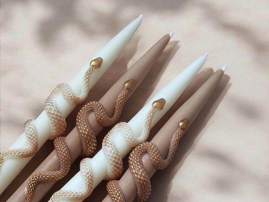 Gold Snake Taper Candles (Set of 2): Gothic Dark Academia Decor Christmas Decoration Fragrant Nest