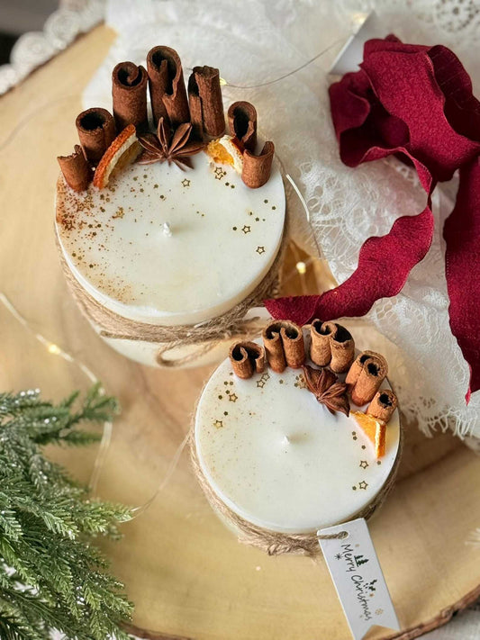 Cinnamon Soy Candle Gift Box: Holiday Cozy Present Christmas Decoration Fragrant Nest