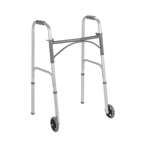 Drive Medical Two Button Folding Steel Walker With 5" Wheels Walkers Pasteur Pharmacy