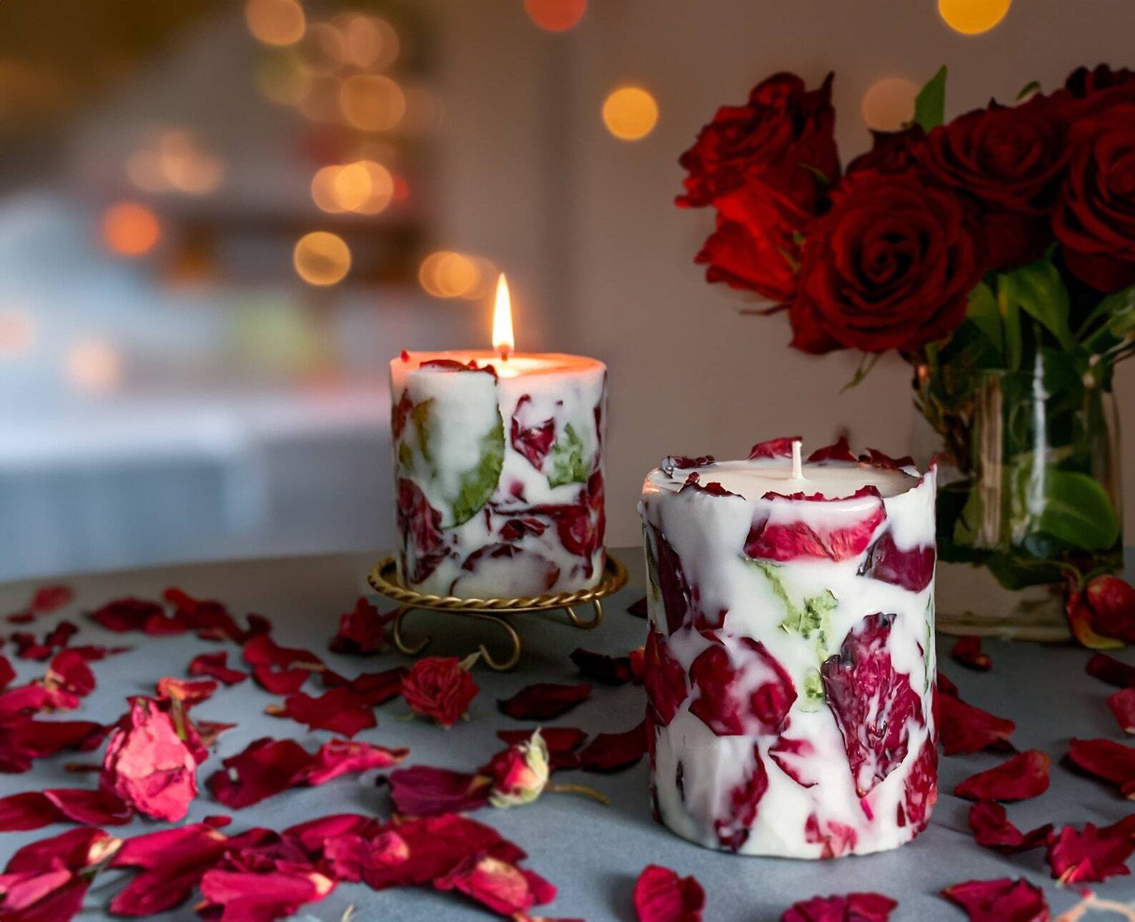 Rose Petal Candle: Romantic Valentine's and Mother's day gifts candles Christmas Decoration Fragrant Nest