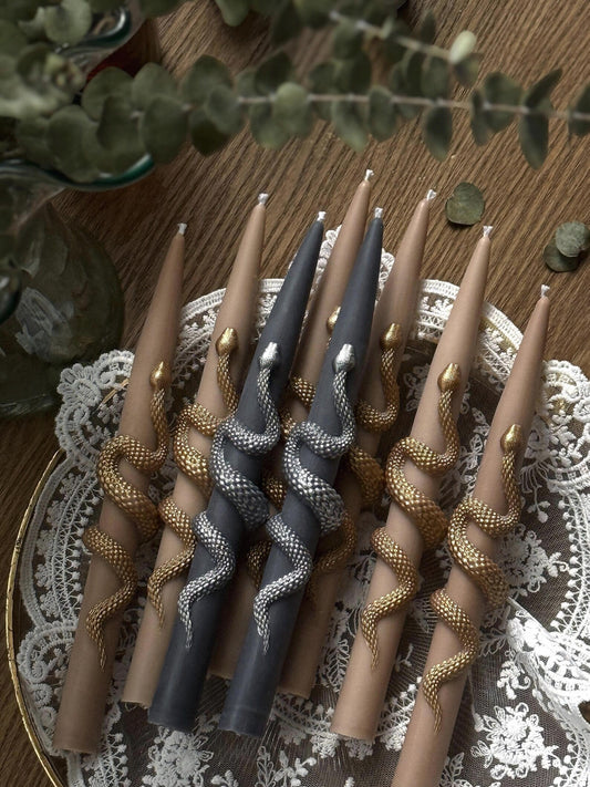 Snake Taper Candles (Set of 2): Gothic Halloween Decor, Witchy decor Gifts, fall candle Christmas Decoration Fragrant Nest