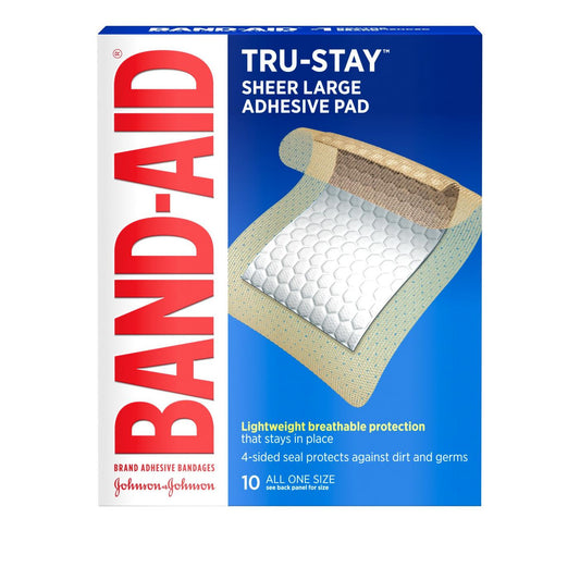 Band-Aid Brand Adhesive Pad, Sheer Large, All One Size First Aid Pasteur Pharmacy