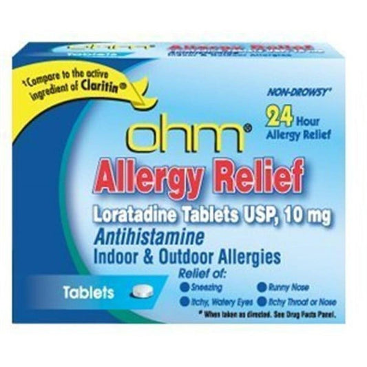 Ohm Loratadine 10mg Non-Drowsy Allergy Relief, 24-Hour Antihistamine, 500 Tablets Medicine & Drugs Pasteur Pharmacy