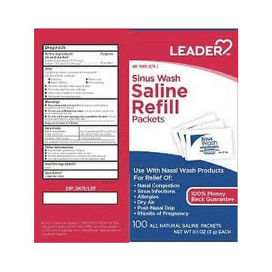 Leader Sinus Wash Saline Refill Packets - 100ct Medicine & Drugs Pasteur Pharmacy