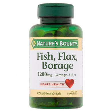 Nature's Bounty Fish, Flax, Borage, 1200 Mg, Rapid Release Softgels Vitamins & Supplements Pasteur Pharmacy