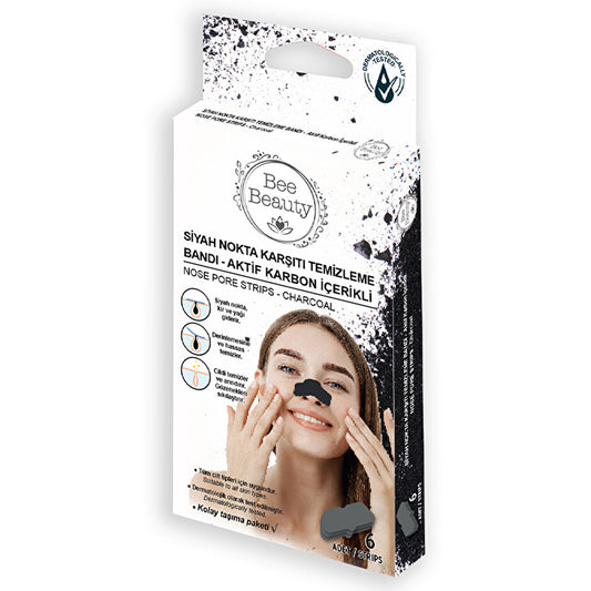 Bee Beauty Bandes purifiantes au charbon actif contre les points noirs, paquet de 6 - Nettoyage en profondeur