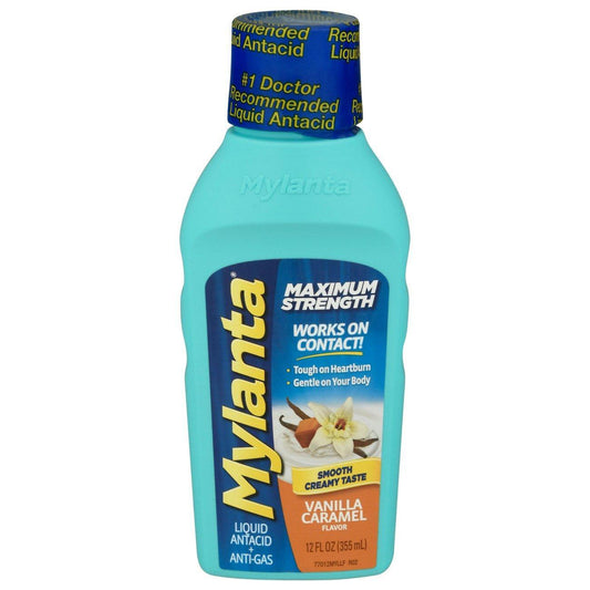 Mylanta Liquid Maximum Strength Vanilla Caramel Flavor Antacid + Anti Gas 12 Fl Oz Health & Beauty Pasteur Pharmacy
