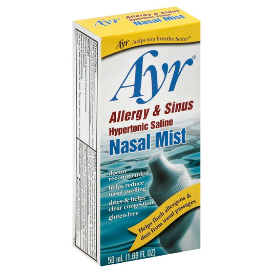 Ayr Saline Nasal Mist, Allergy & Sinus Relief, Drug-Free Nasal Spray, 50 mL (1.7 fl oz) Respiratory Care Pasteur Pharmacy