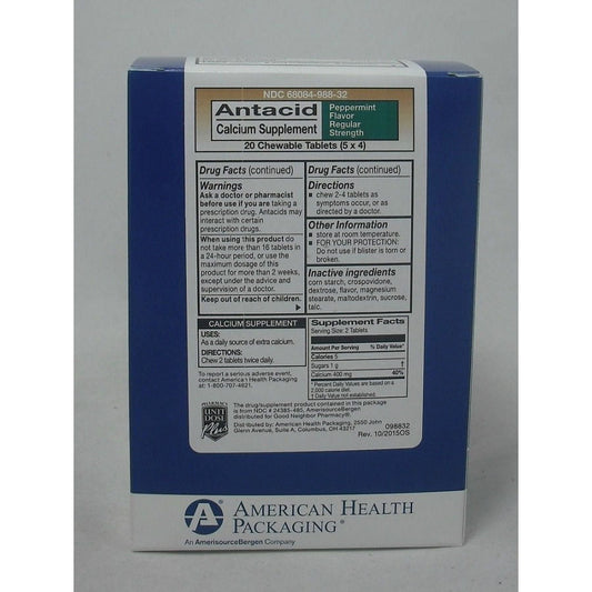 Ahpcoh Calcium Supplement Peppermint Flavor Antacid Chewable Medicine & Drugs Pasteur Pharmacy