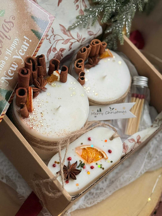 Christmas Candle Gift Set: Soy Wax Candles, Sachet & Matches Christmas Decoration Fragrant Nest