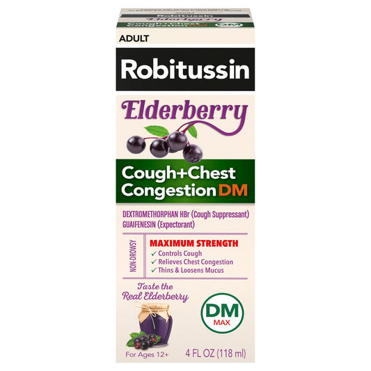Robitussin Cough + Chest Congestion DM, Maximum Strength, Elderberry, Adult 4 Fl Oz Health & Beauty Pasteur Pharmacy