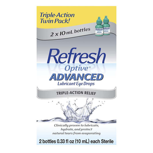 Refresh Optive Drops Advanced Sterile Eye Drops 2 Ct x0.34 Oz Eye Drops & Lubricants Pasteur Pharmacy