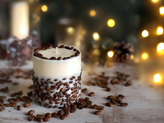 Coffee Scented Soy Candle: Real Coffee Beans, Handmade Decor boyfriend birthday | valentines gift Christmas Decoration Fragrant Nest