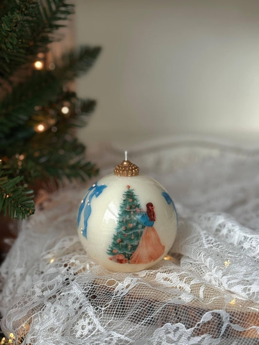 Vintage Christmas Ornament Candle: Hand-Poured Soy Beeswax, Gift Boxed Christmas Decoration Fragrant Nest