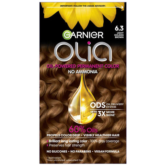 Garnier Olia Oil Powered Permanent Hair Color - 6.3 Light Golden Brown Hair Color Pasteur Pharmacy