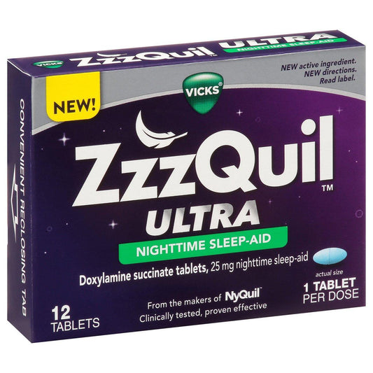 ZzzQuil Ultra 25 Mg Nighttime Sleep Aid 12 Tablets Health & Beauty Pasteur Pharmacy