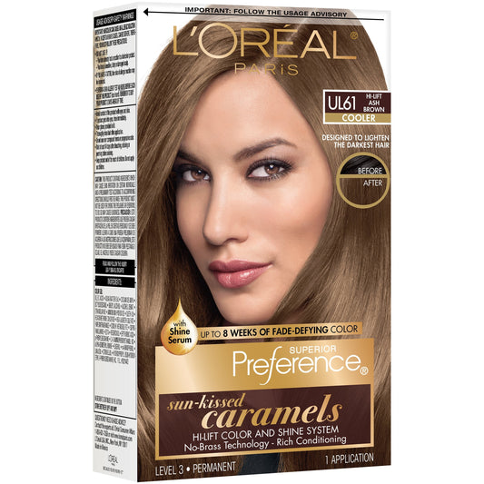 Superior Preference L'Oreal Paris Fade-Defying Shine Permanent Hair Color, UL61 Ultra Light Ash Brown, 1 Kit Hair Color Pasteur Pharmacy