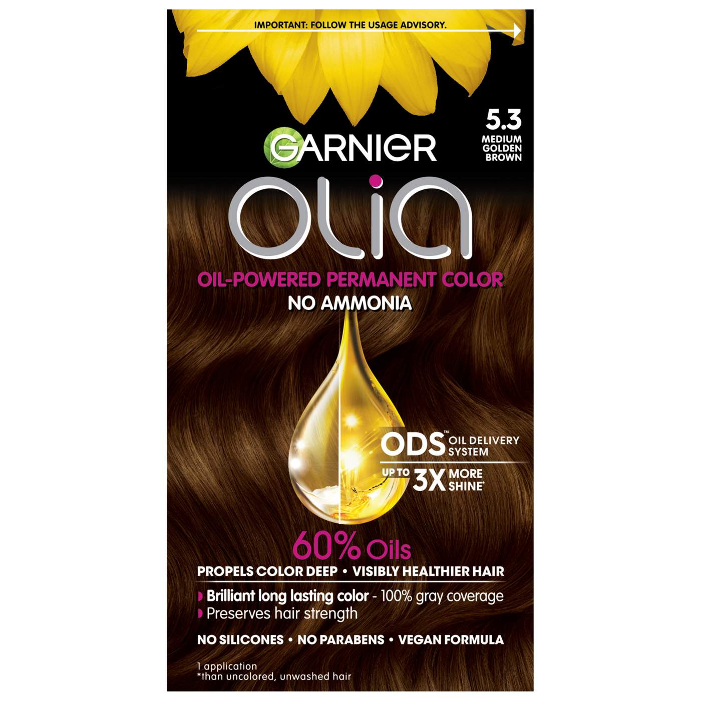 Olia Medium Golden Brown 5.3 No Ammonia Oil Powered Permanent Color 1Ea Hair Color Pasteur Pharmacy