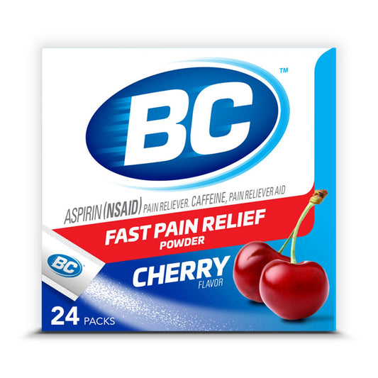 BC Powder Cherry Pain Reliever – Fast-Acting 845mg Aspirin & 65mg Caffeine – 24 Individual Stick Packs Medicine & Drugs Pasteur Pharmacy
