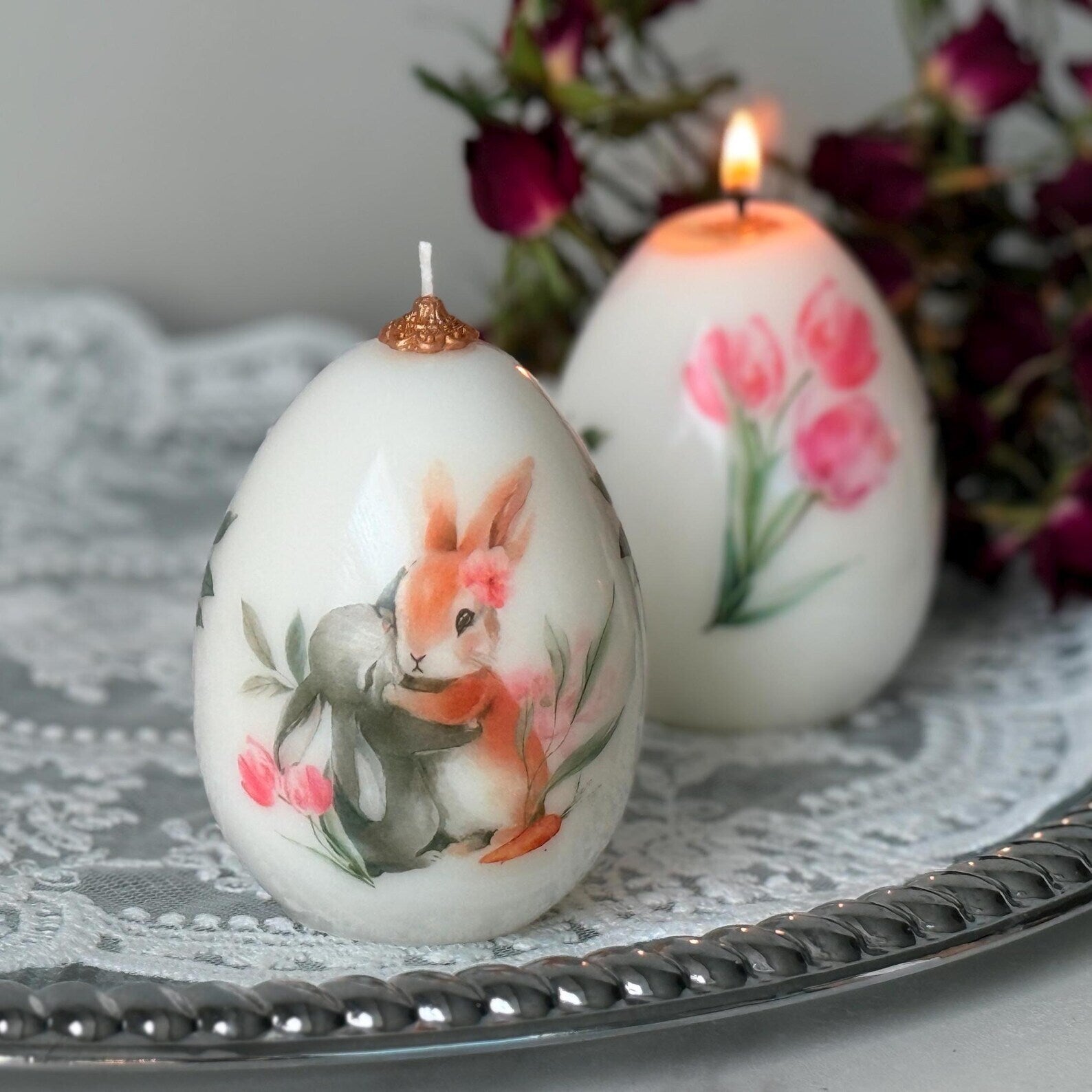 1 pc Easter Bunny Candle - Spring Rabbit Egg Decor - Easter Decorations gift Christmas Decoration Fragrant Nest